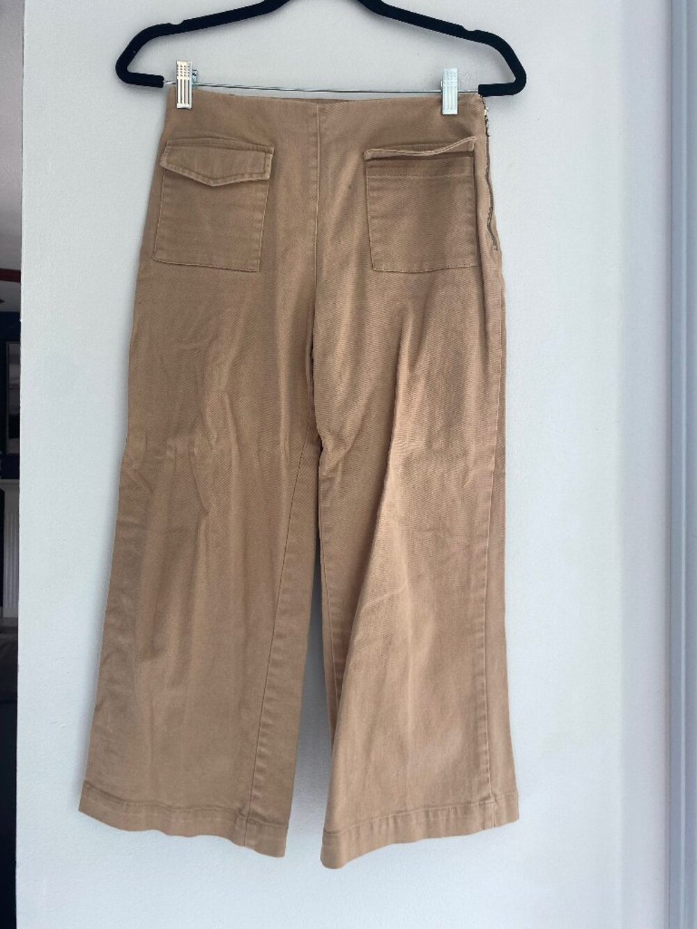 Zara Basic Camel Wide Leg Cropped Pants